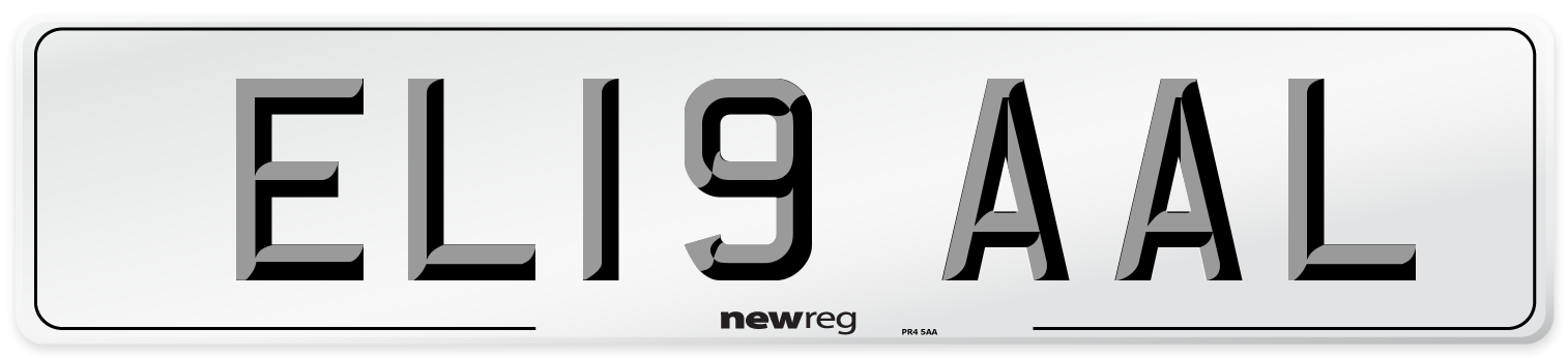 EL19 AAL Number Plate from New Reg